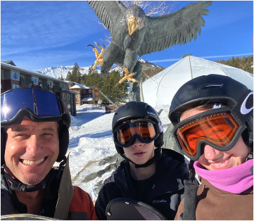 Todd Smith enjoying a bluebird day in Mammoth with his children